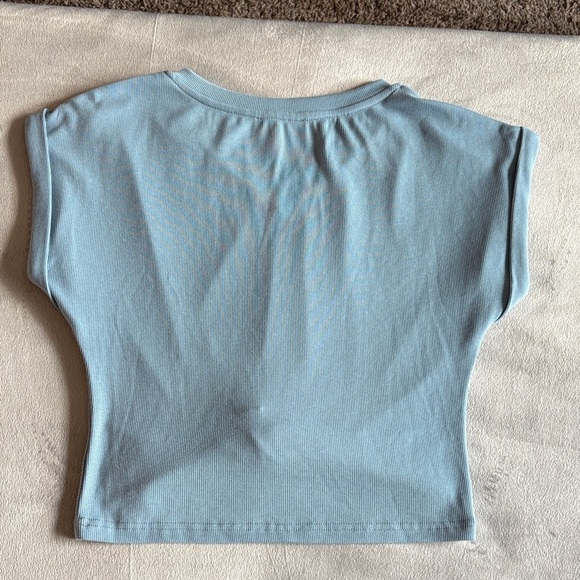 Cider Light Blue Ruched Twist Front Tee - Picture 3 of 4